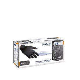   Reflexx púdermentes nitril kesztyű R78 fekete 100 db/csomag