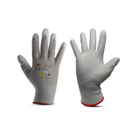 4WRK PU mártott kesztyű Shield ESD Pro szürke-fehér
