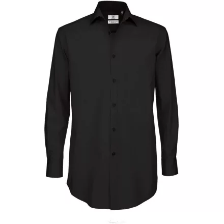 B&C hosszú ujjú ing Black Tie Elastane 135 fekete