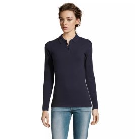   Sol's hosszú ujjú galléros női póló Perfect Piqué 180 tengerkék