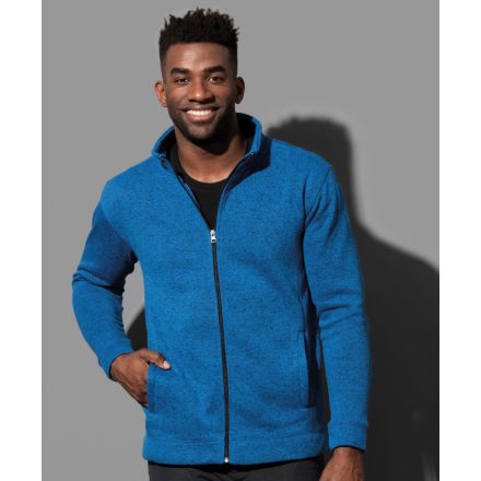 Active pulóver Knit Fleece Jacket 280 melírozott kék