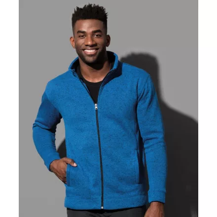 Active pulóver Knit Fleece Jacket 280 melírozott kék