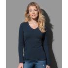 Stars hosszú ujjú női póló V-Neck Claire 170 marina kék