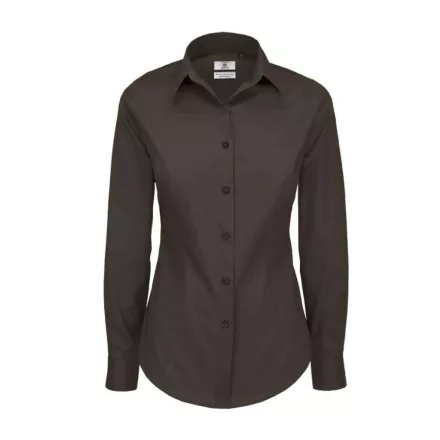 B&C hosszú ujjú női ing Black Tie Elastane 135 barna