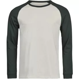   Tee Jays hosszú ujjú póló Urban Baseball T 185 cement-sötétzöld