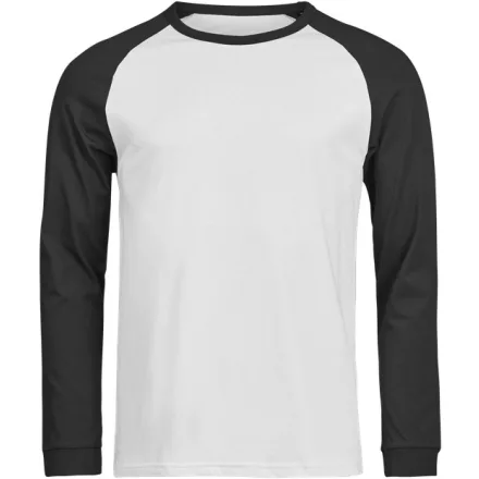 Tee Jays hosszú ujjú póló Urban Baseball T 185 fehér-fekete