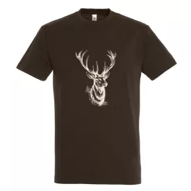 Nyomott póló Szarvasfej csokoládébarna