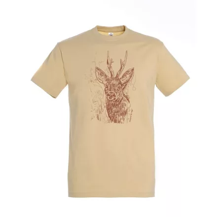 Nyomott póló Őz mintával homokszín