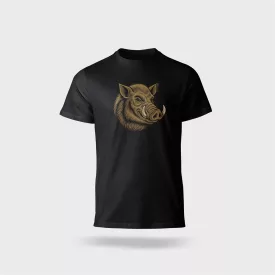 Nyomott póló fekete - Vaddisznó mintával