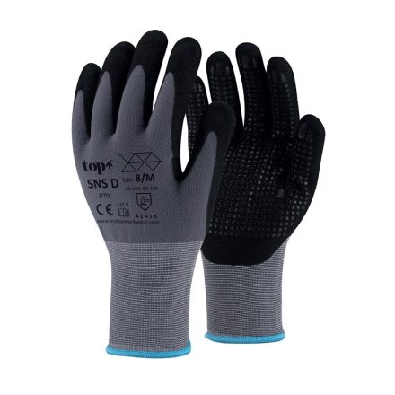 Top nitrilhab mártott kesztyű SNS D szürke-fekete
