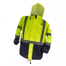   Urgent jól láthatósági bélelt télikabát Roady fluo sárga-tengerkék