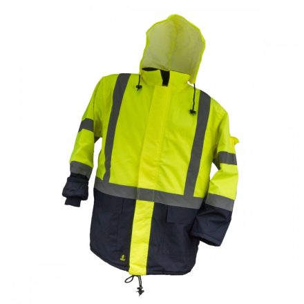 Urgent jól láthatósági bélelt télikabát Roady fluo sárga-tengerkék