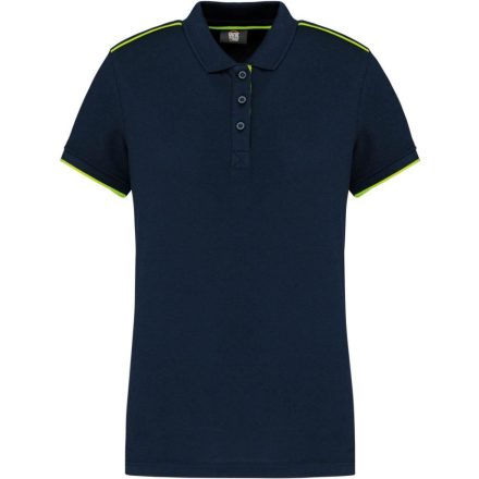 WK női galléros póló Contrasting Day To Day 220 tengerkék-fluo-sárga