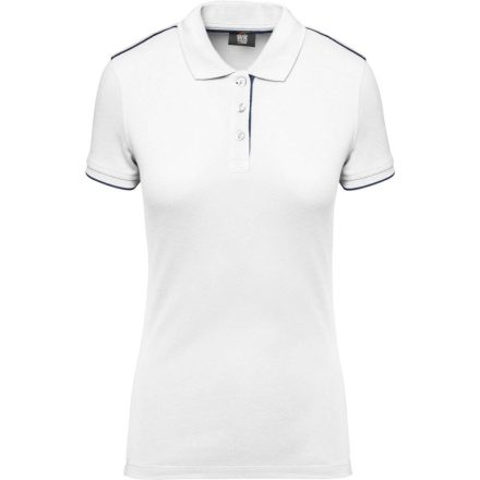 WK női galléros póló Contrasting Day To Day 220 fehér-tengerkék